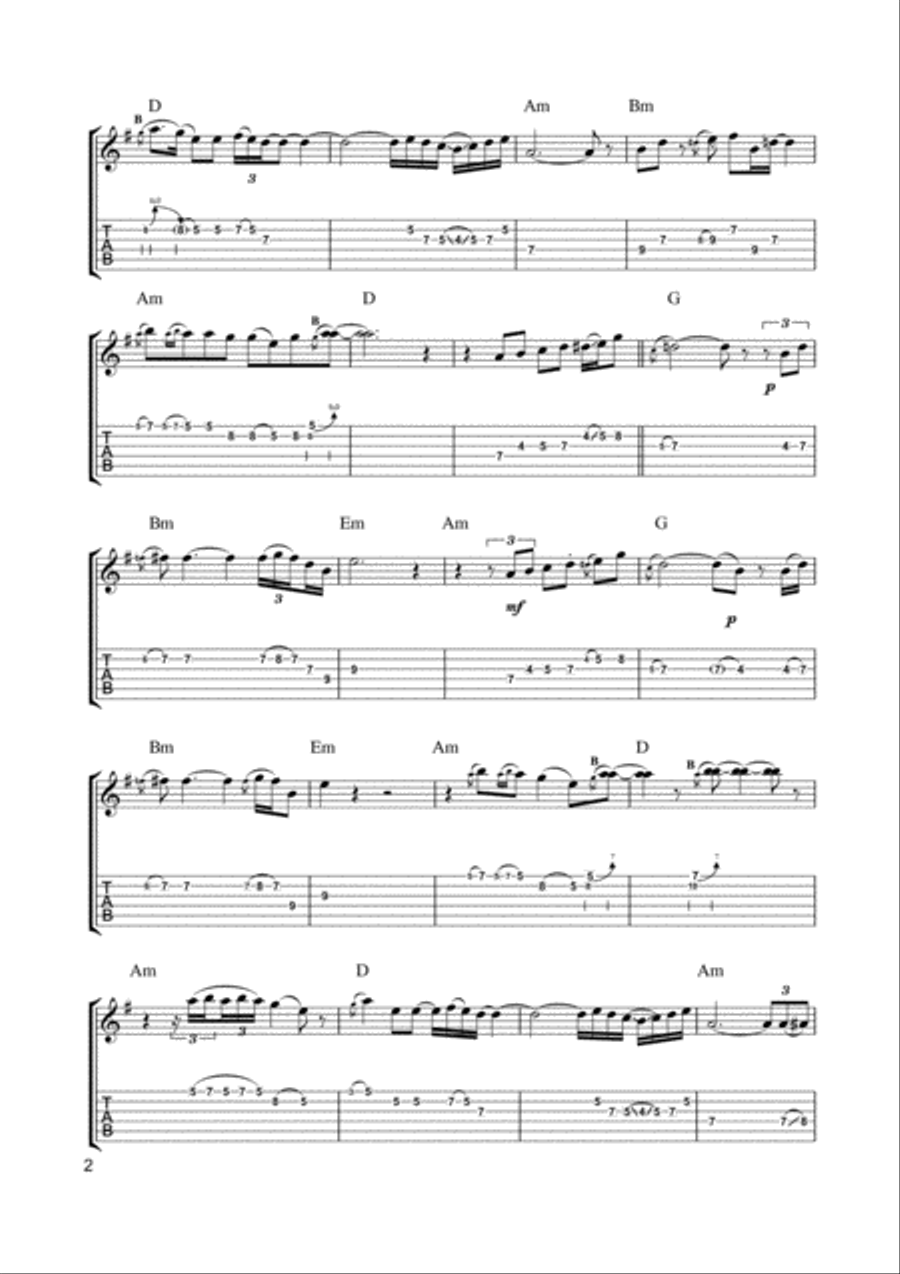 Samba Pa Ti Guitar Tablature scores gallery preview page 2