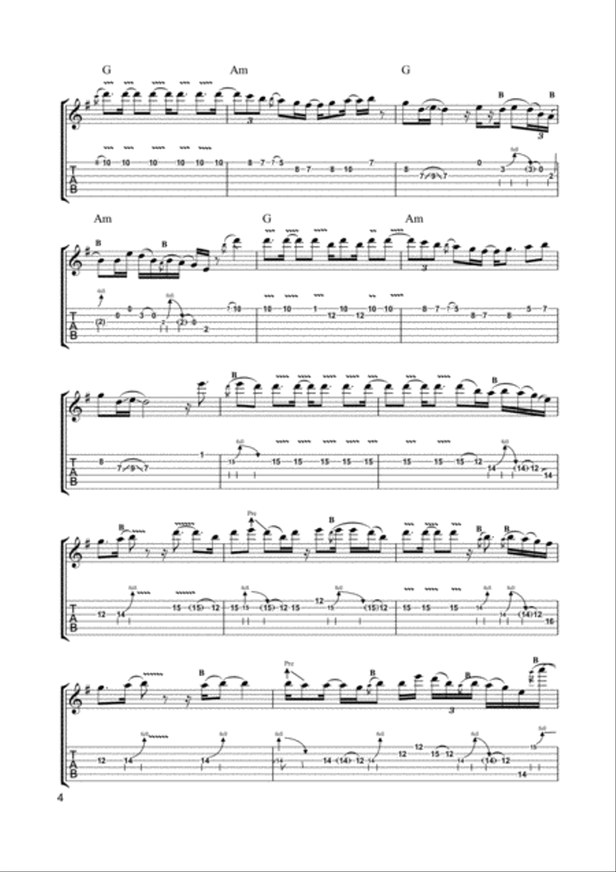 Samba Pa Ti Guitar Tablature scores gallery preview page 4
