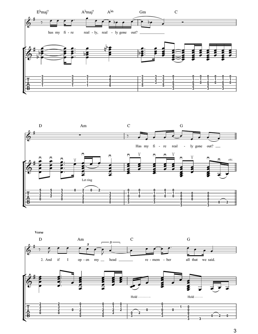 Has My Fire Really Gone Out? Guitar Tablature scores gallery preview page 3
