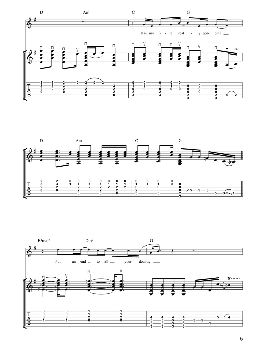 Has My Fire Really Gone Out? Guitar Tablature scores gallery preview page 5