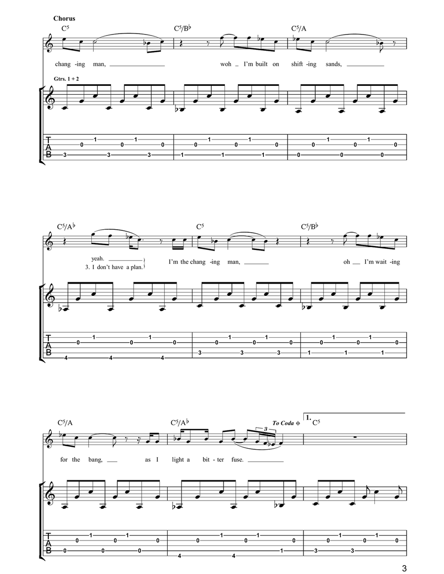 The Changingman The Changingman Guitar Tablature scores gallery preview page 3