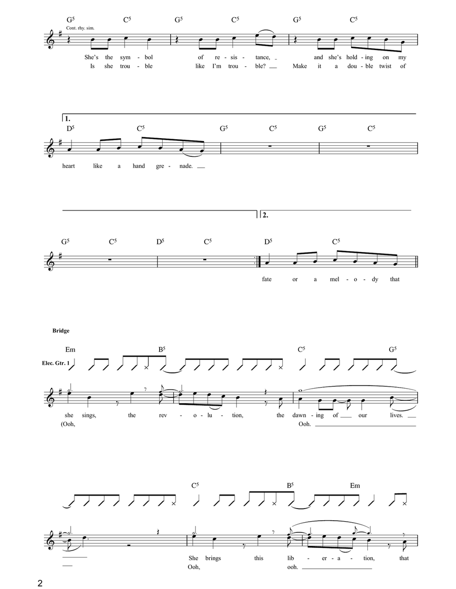 She's A Rebel She's A Rebel Guitar Tablature scores gallery preview page 2