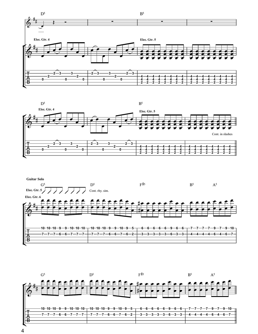 Whatsername Whatsername Guitar Tablature scores gallery preview page 4