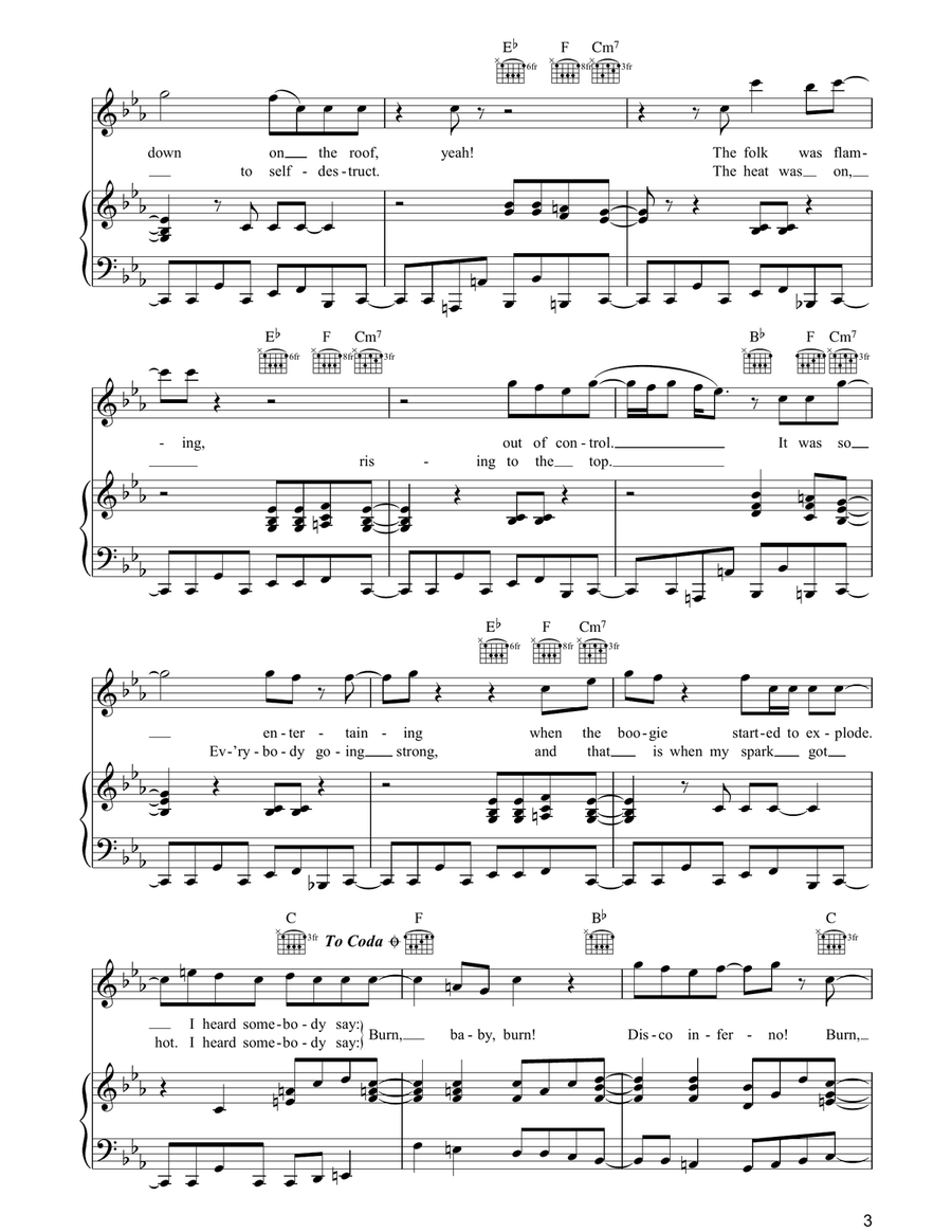 Disco Inferno Disco Inferno Piano, Vocal, Guitar scores gallery preview page 3