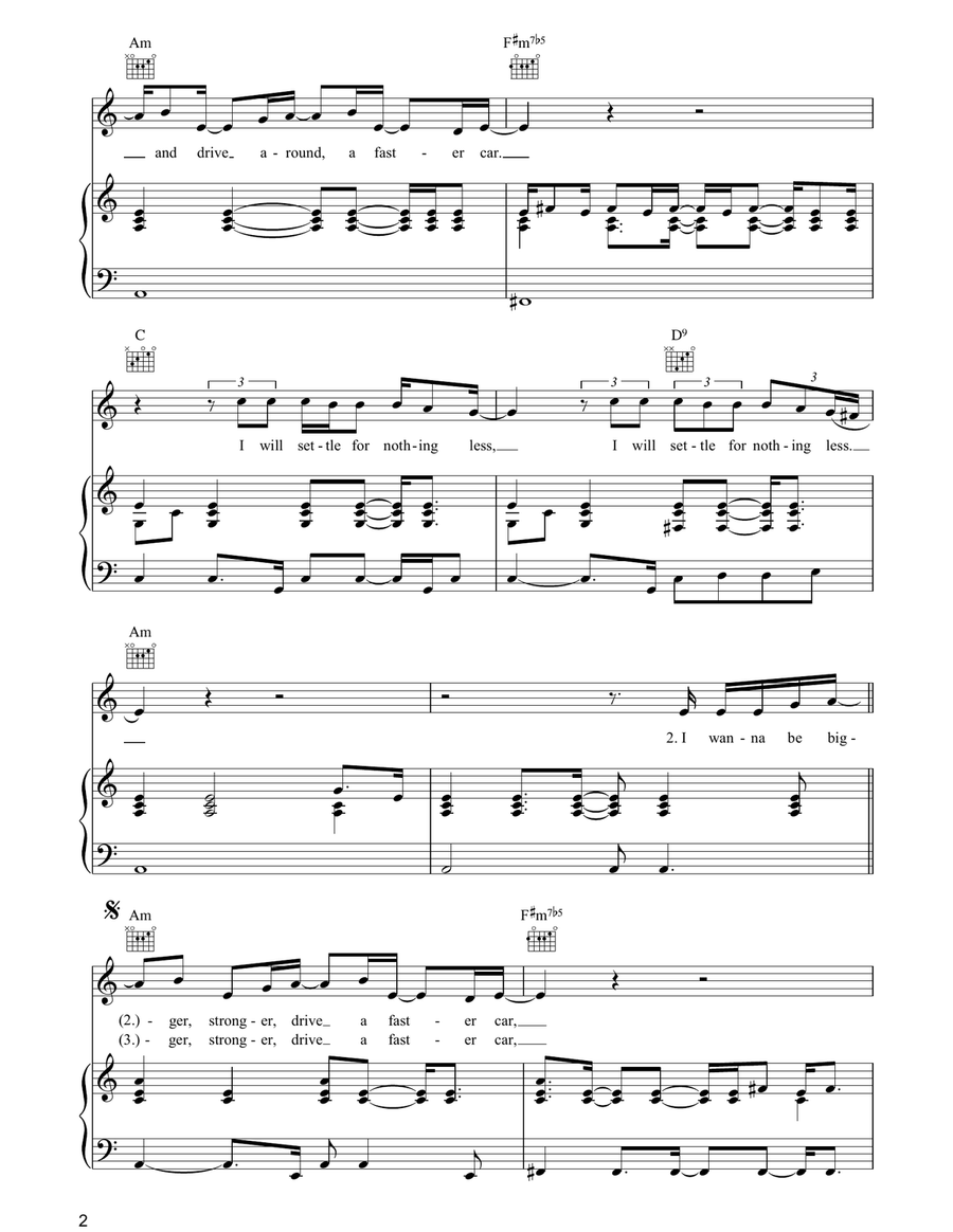 Bigger Stronger Bigger Stronger Piano, Vocal, Guitar scores gallery preview page 2