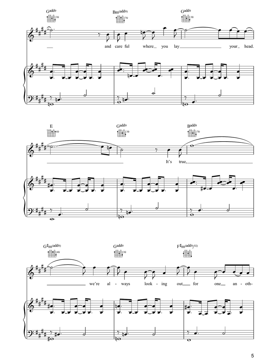 Careful Where You Stand Careful Where You Stand Piano, Vocal, Guitar scores gallery preview page 5
