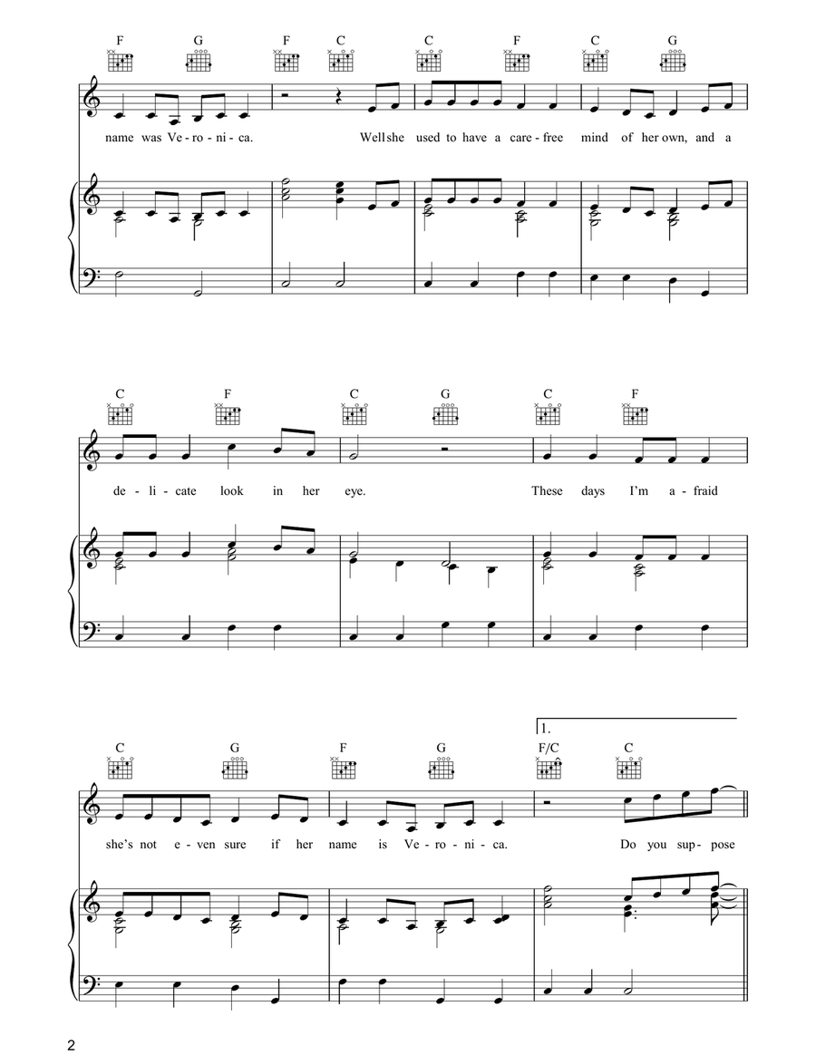 Veronica Veronica Piano, Vocal, Guitar scores gallery preview page 2