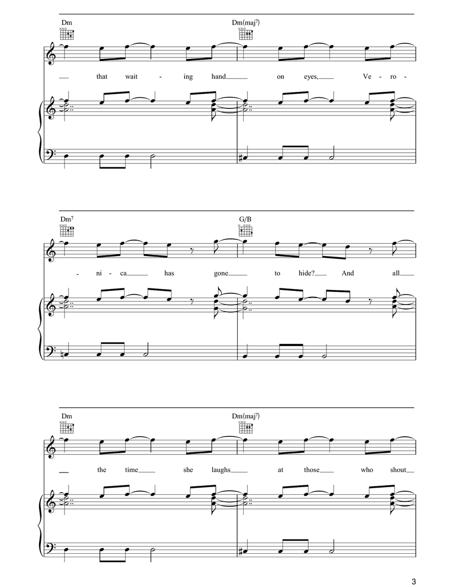 Veronica Veronica Piano, Vocal, Guitar scores gallery preview page 3