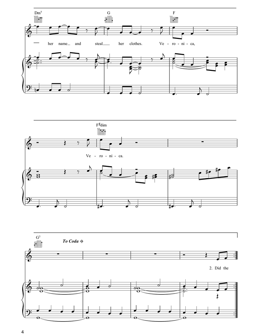 Veronica Veronica Piano, Vocal, Guitar scores gallery preview page 4