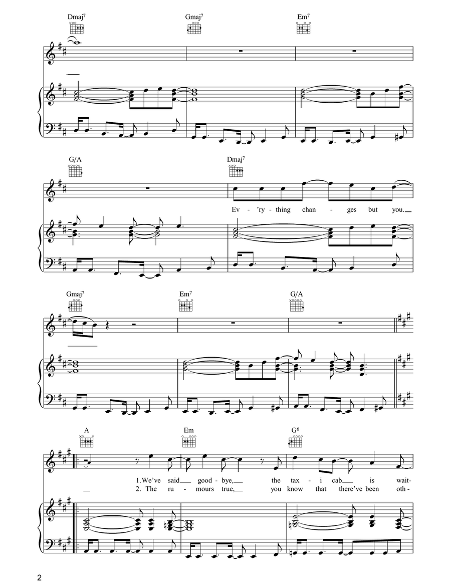 Everything Changes Everything Changes Piano, Vocal, Guitar scores gallery preview page 2