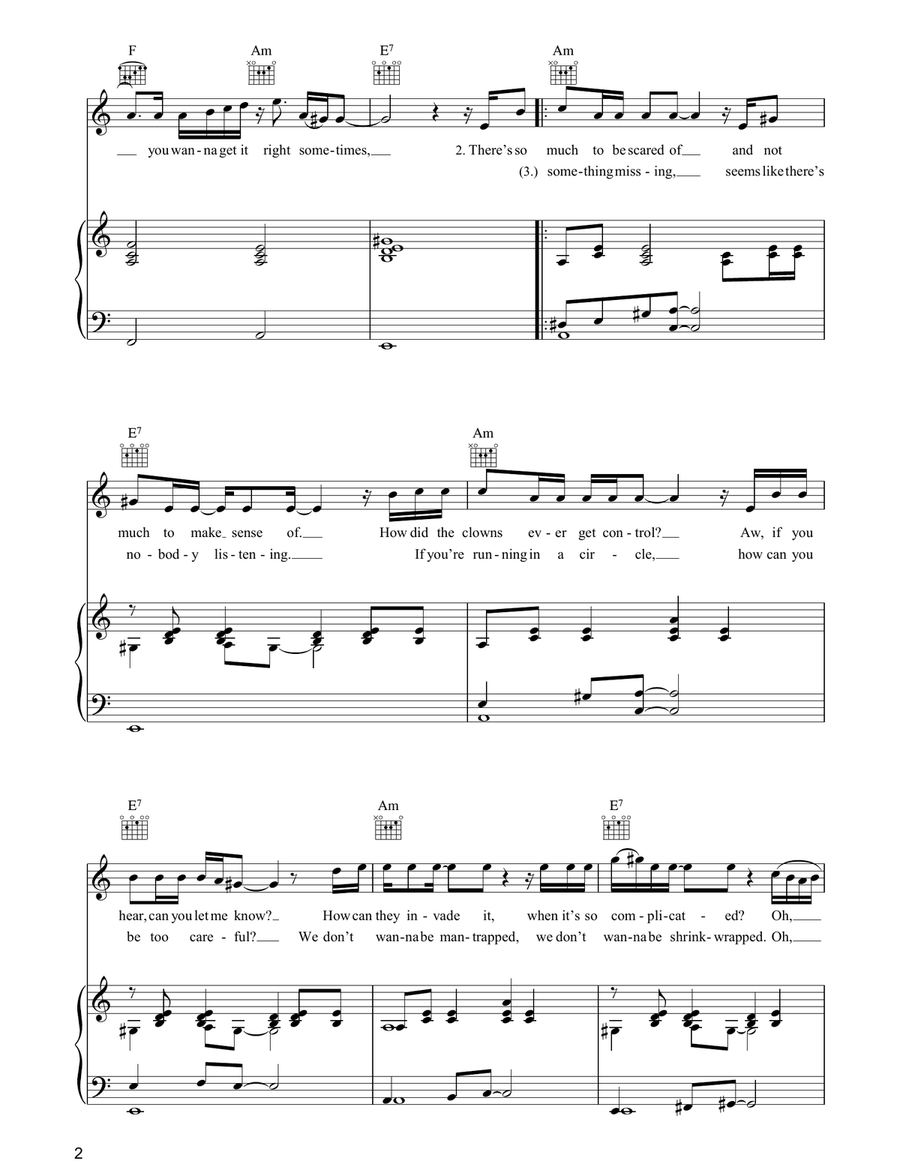 How You See The World How You See The World Piano, Vocal, Guitar scores gallery preview page 2