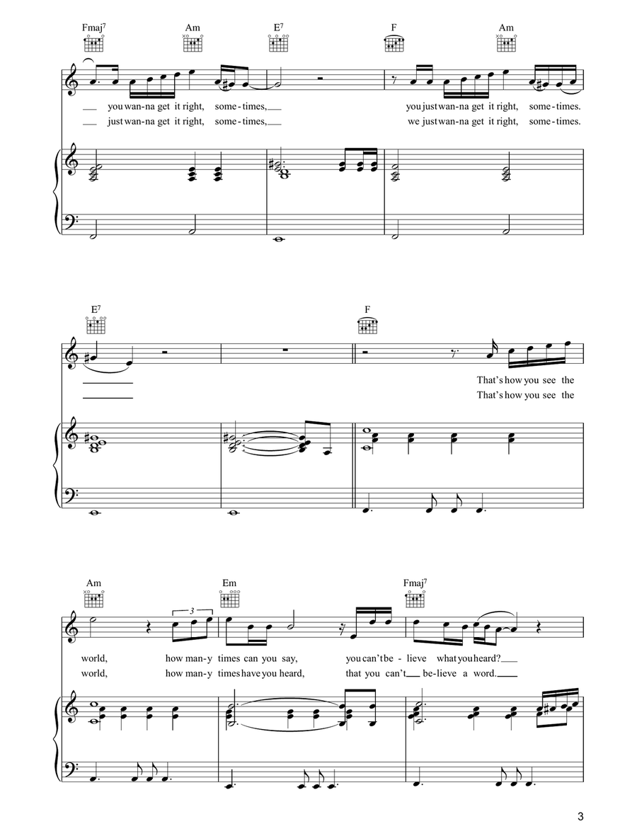 How You See The World How You See The World Piano, Vocal, Guitar scores gallery preview page 3