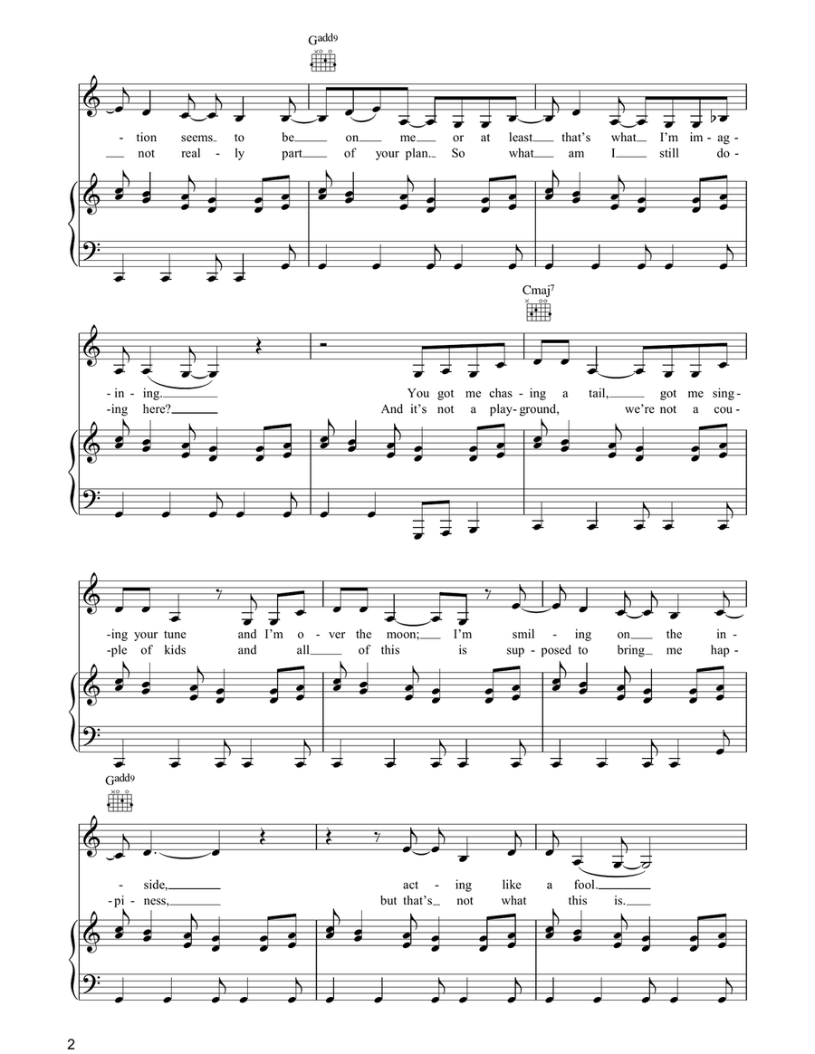 Sinking In Piano, Vocal, Guitar scores gallery preview page 2