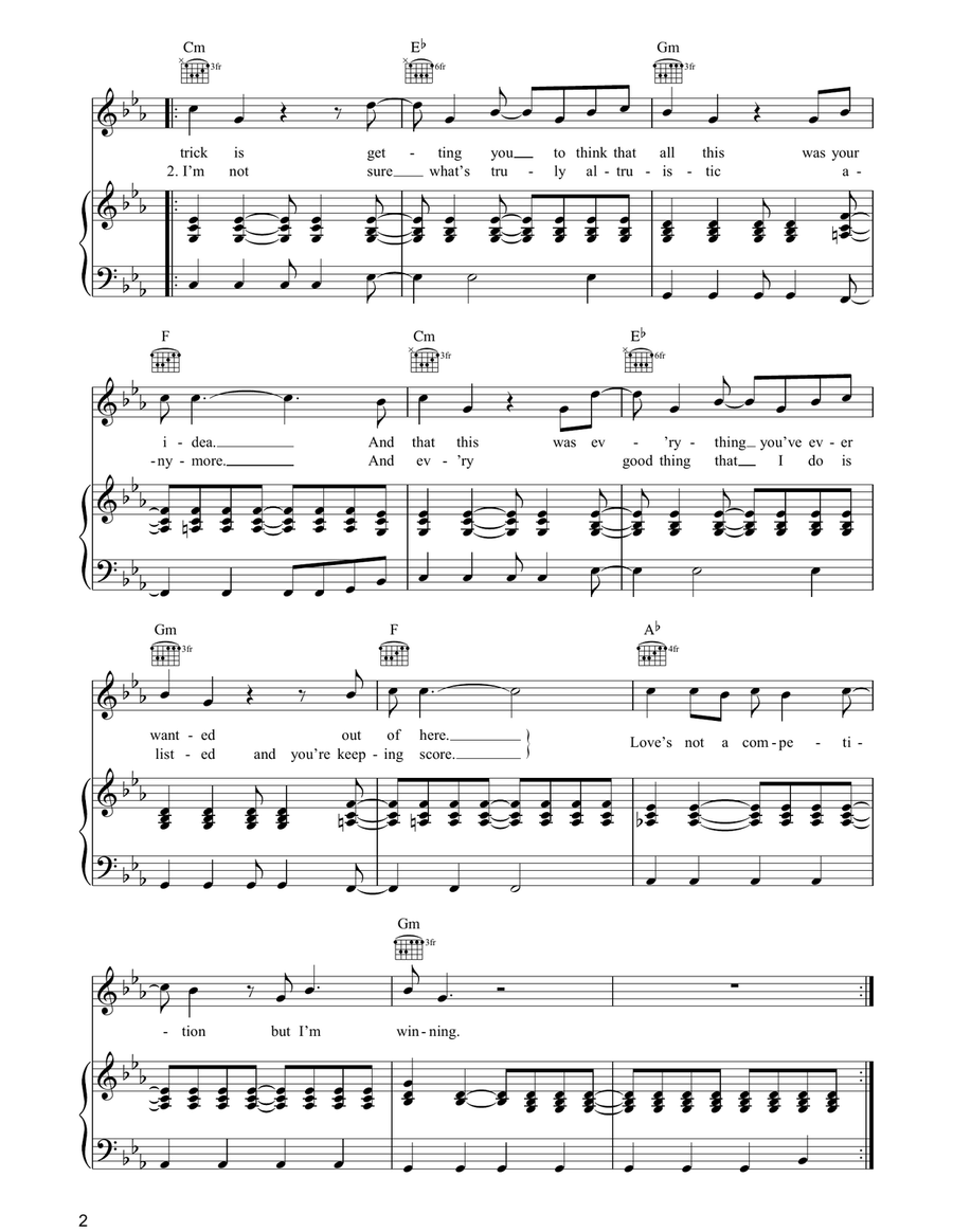 Love's Not A Competition (But I'm Winning) Piano, Vocal, Guitar scores gallery preview page 2