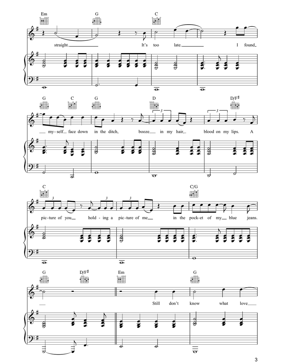 Jolene Jolene Piano, Vocal, Guitar scores gallery preview page 3