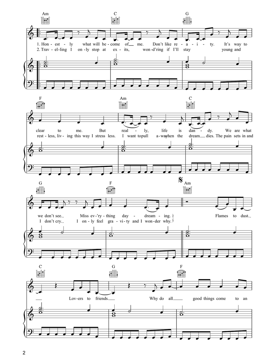 All Good Things (Come To An End) Piano, Vocal, Guitar scores gallery preview page 2