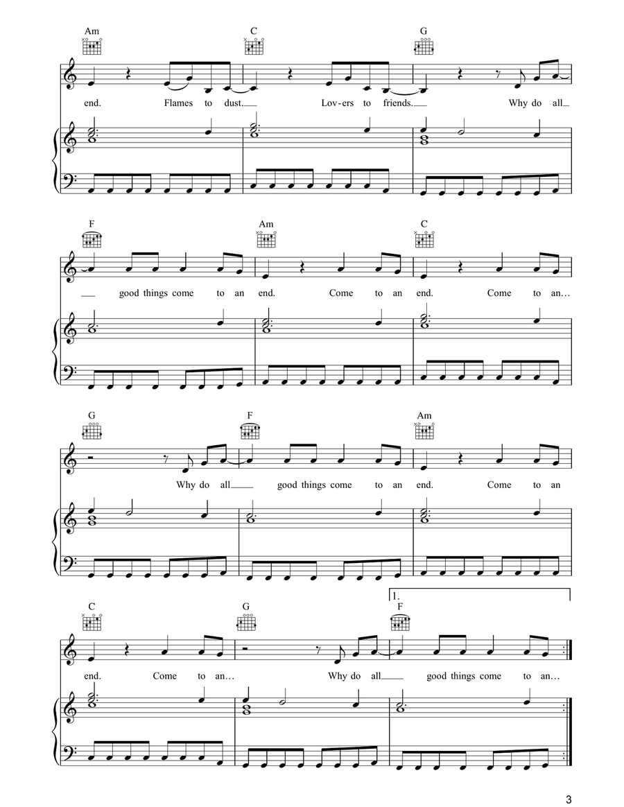 All Good Things (Come To An End) Piano, Vocal, Guitar scores gallery preview page 3