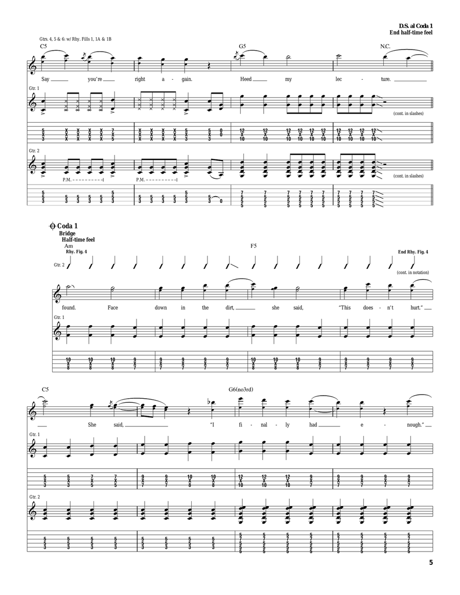 Face Down Face Down Acoustic Guitar scores gallery preview page 5