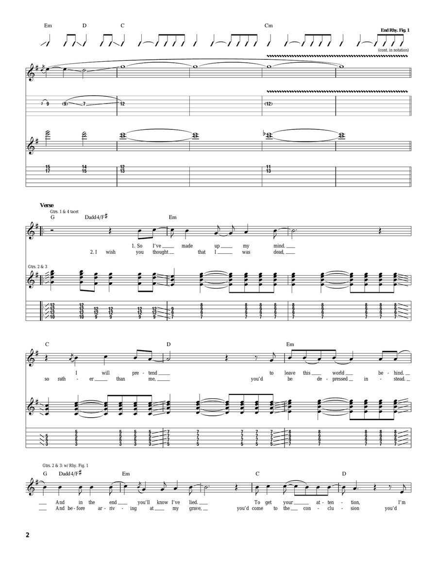 Faking My Own Suicide Faking My Own Suicide Acoustic Guitar scores gallery preview page 2