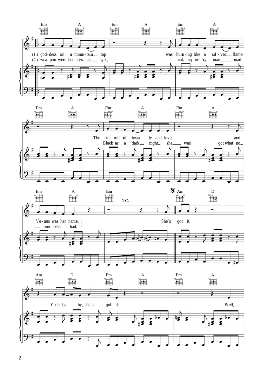 Venus Acoustic Guitar scores gallery preview page 2