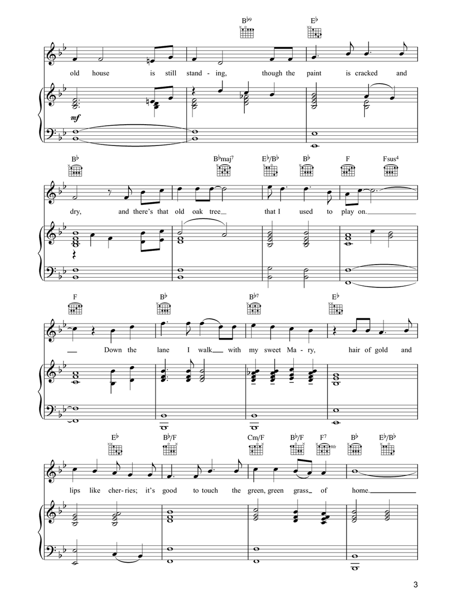Green, Green Grass Of Home Piano, Vocal, Guitar scores gallery preview page 3