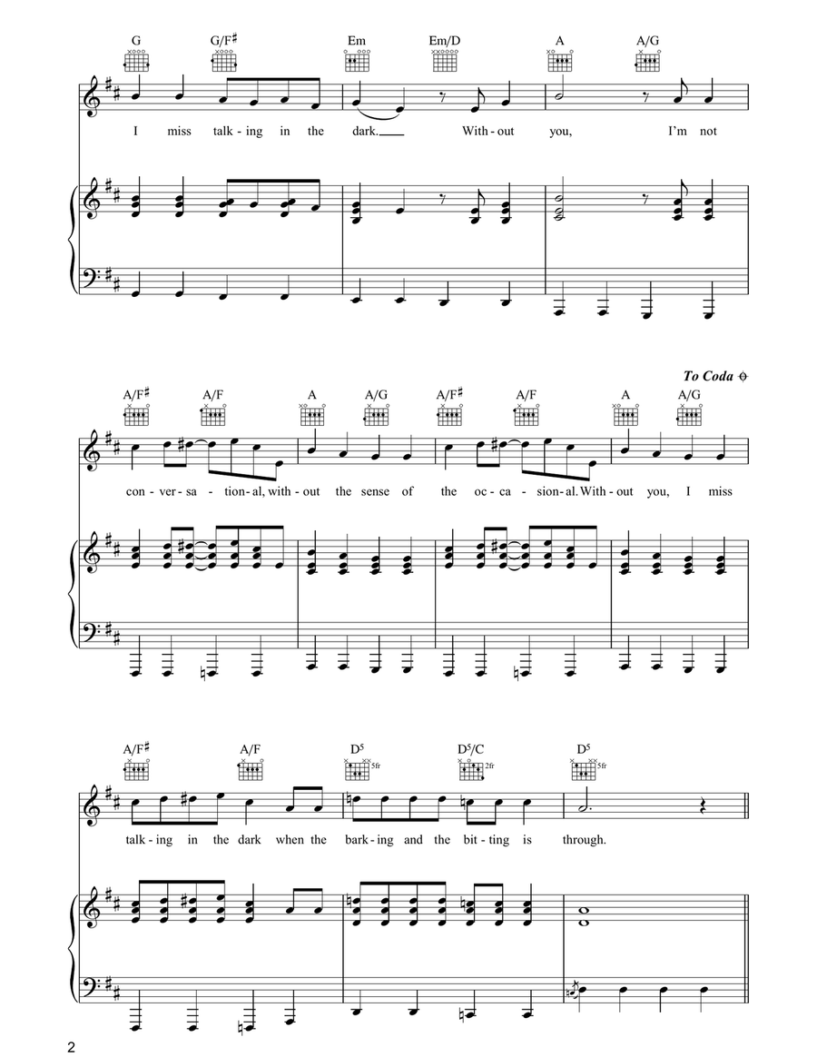 Talking In The Dark Talking In The Dark Piano, Vocal, Guitar scores gallery preview page 2