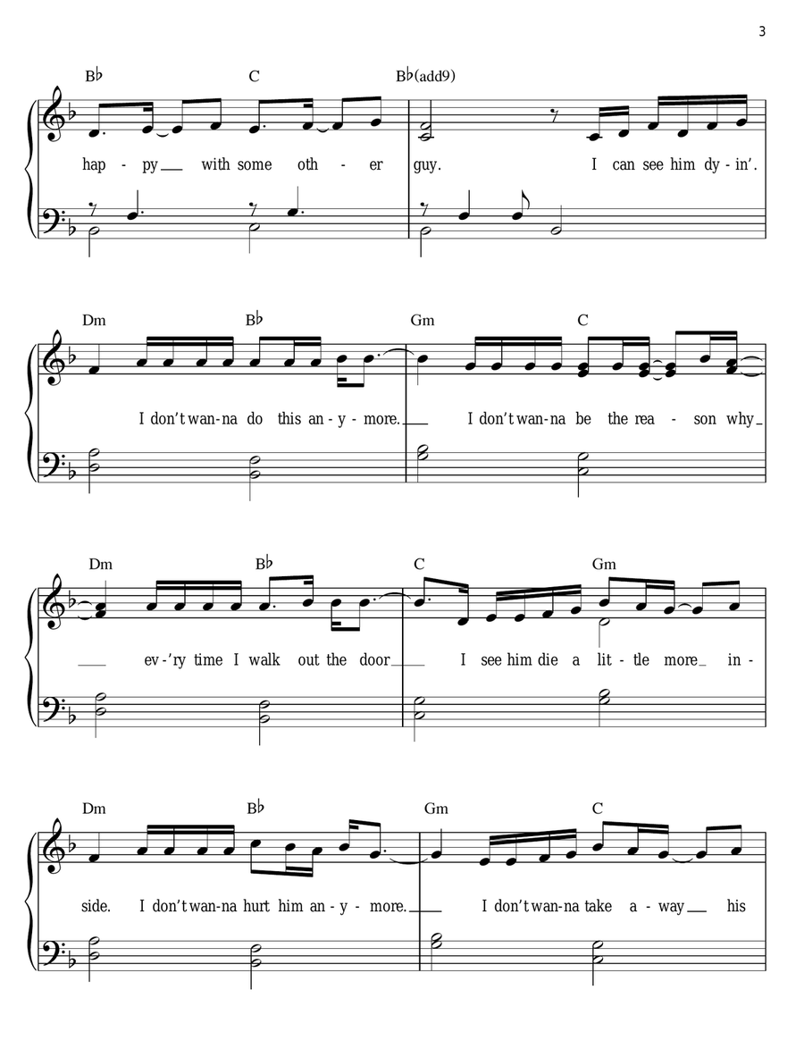 Unfaithful Unfaithful Easy Piano scores gallery preview page 3