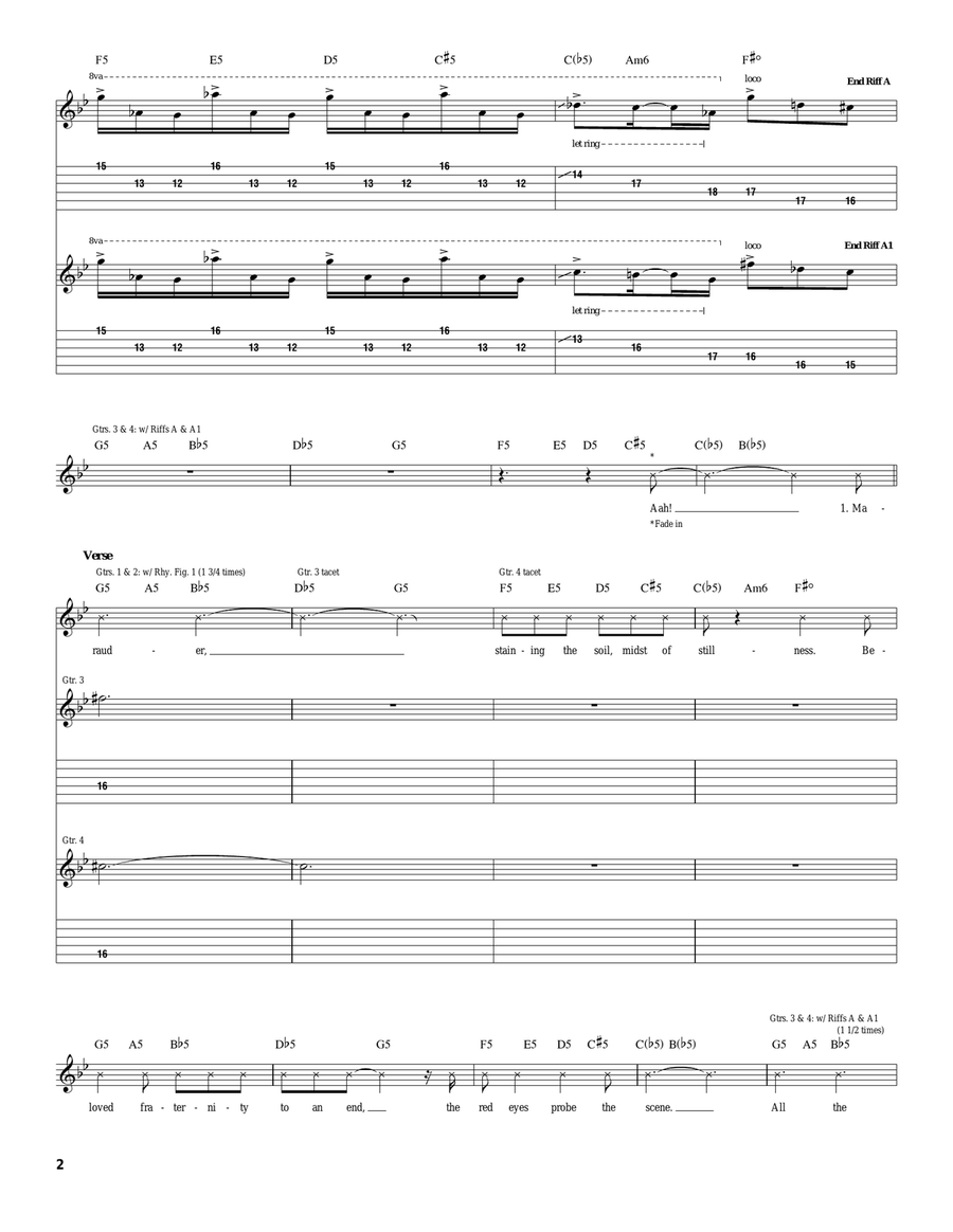 Godhead's Lament Godhead's Lament Electric Guitar scores gallery preview page 2