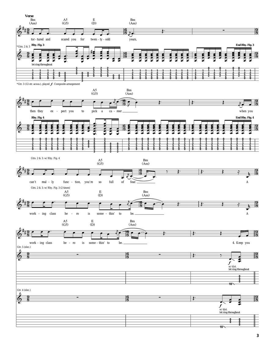 Working Class Hero Working Class Hero Acoustic Guitar scores gallery preview page 3