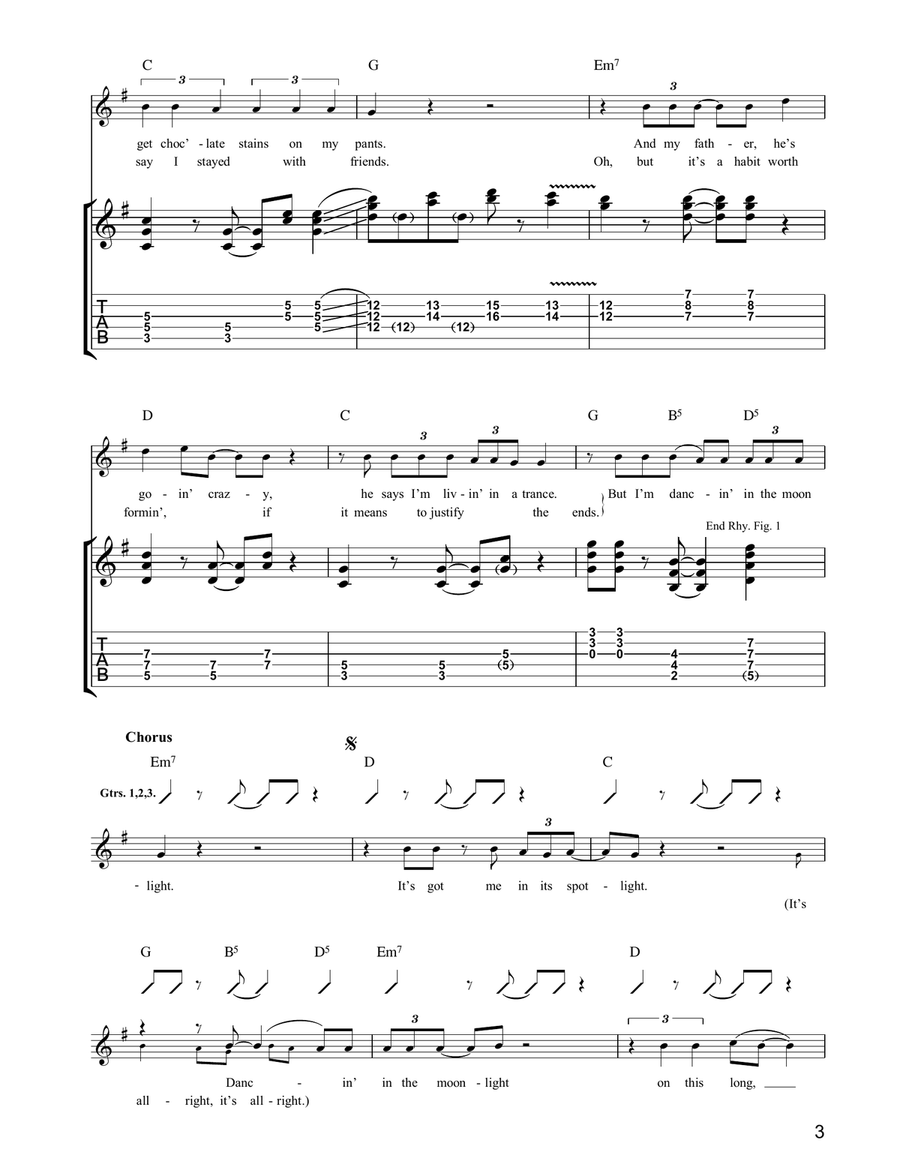 Dancing In The Moonlight Dancing In The Moonlight Electric Guitar scores gallery preview page 3