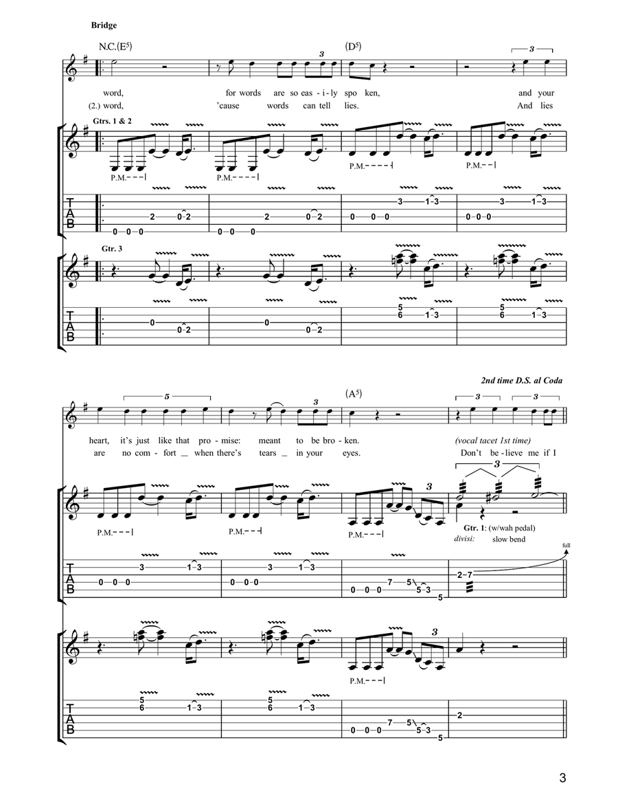 Don't Believe A Word Don't Believe A Word Guitar Tablature scores gallery preview page 3
