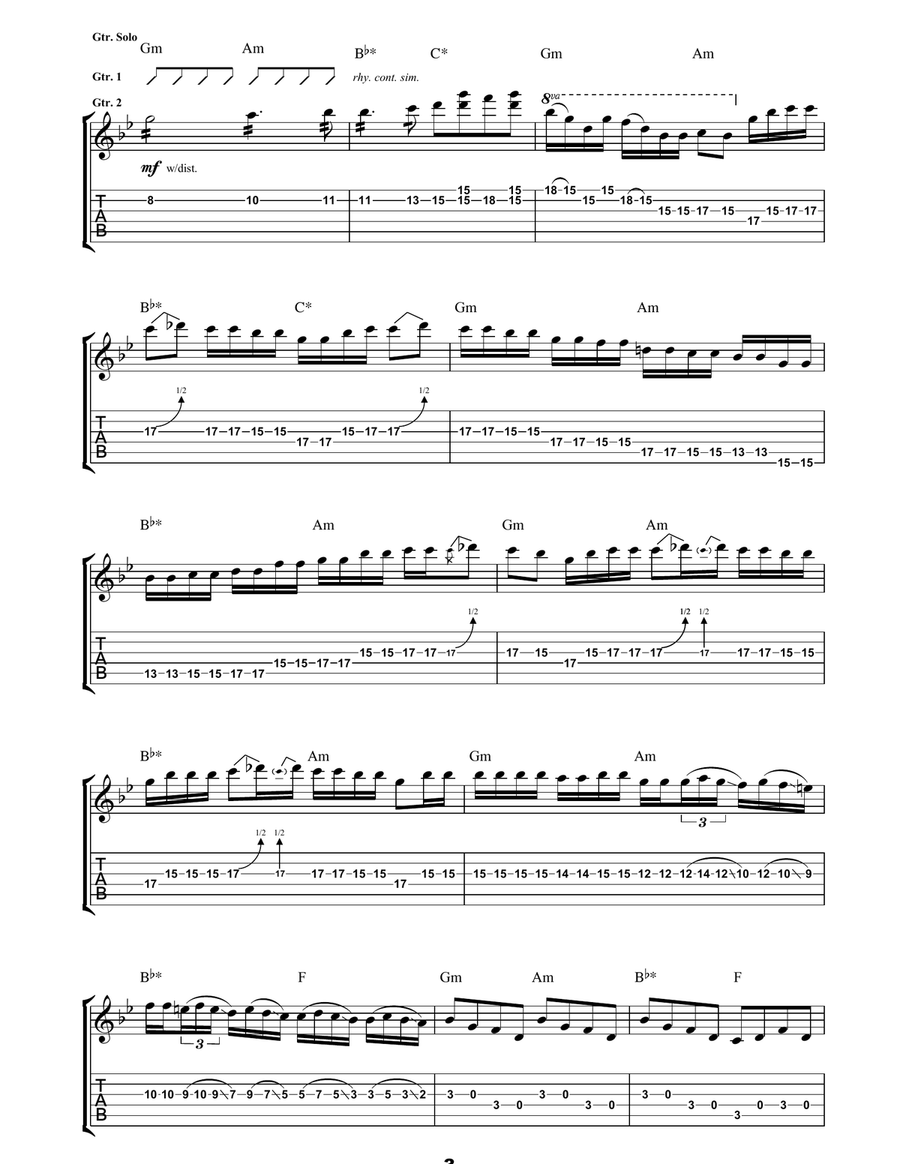 No More Heroes Guitar Tablature - Digital Sheet Music page 3