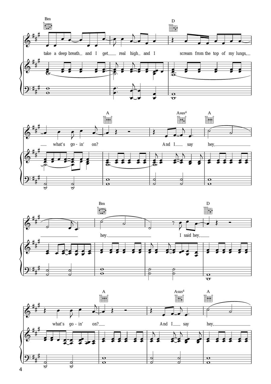 What's Up What's Up Piano, Vocal, Guitar scores gallery preview page 4