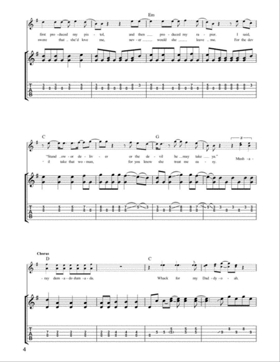 Whiskey In The Jar Guitar Tablature scores gallery preview page 4