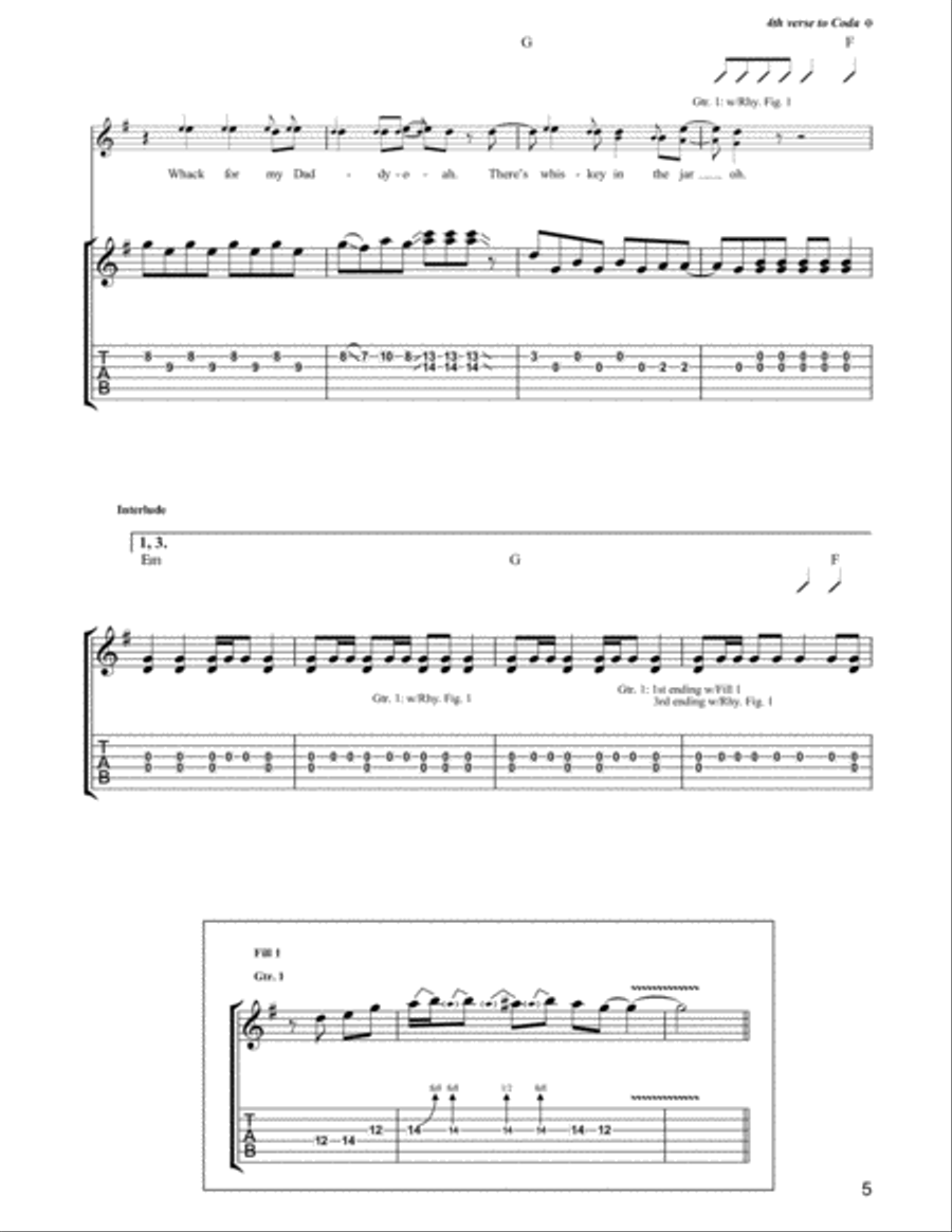 Whiskey In The Jar Guitar Tablature scores gallery preview page 5