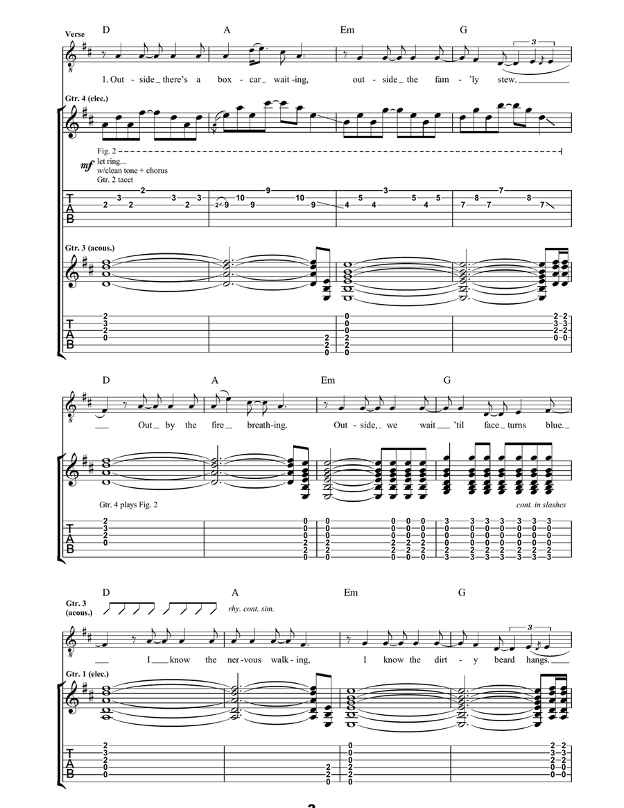 Here Comes Your Man Here Comes Your Man Guitar Tablature scores gallery preview page 2