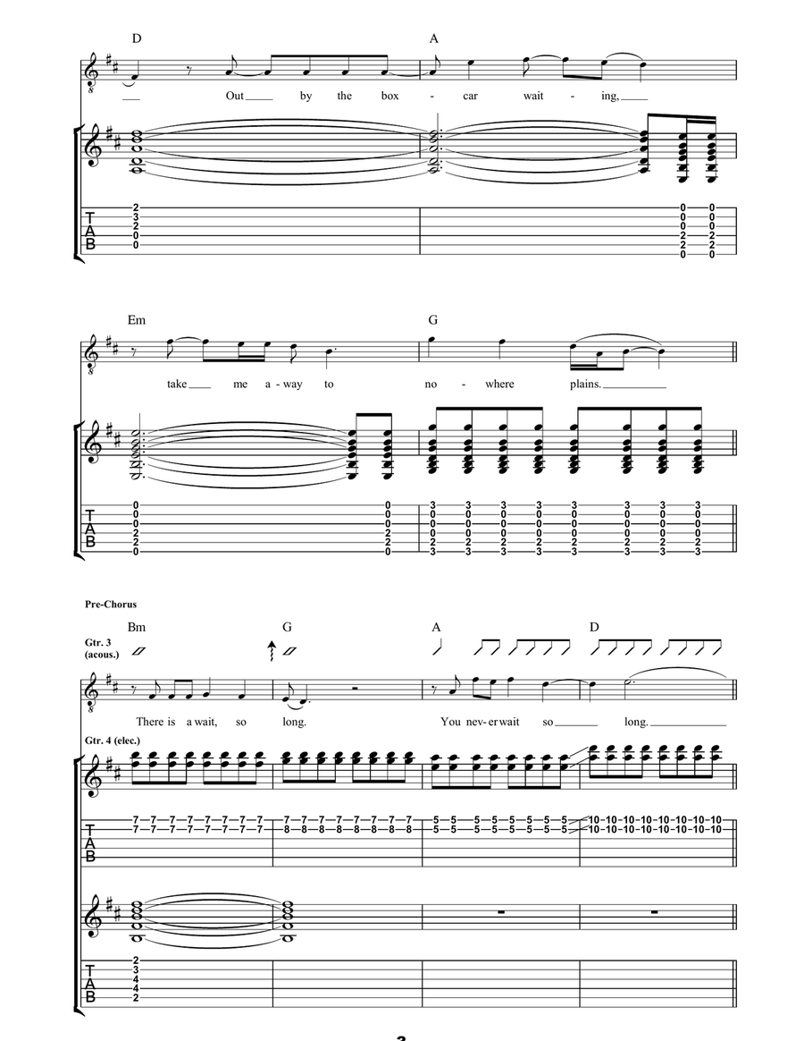 Here Comes Your Man Here Comes Your Man Guitar Tablature scores gallery preview page 3