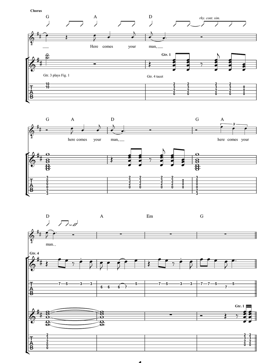 Here Comes Your Man Here Comes Your Man Guitar Tablature scores gallery preview page 4
