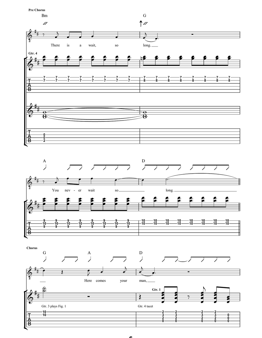 Here Comes Your Man Here Comes Your Man Guitar Tablature scores gallery preview page 6