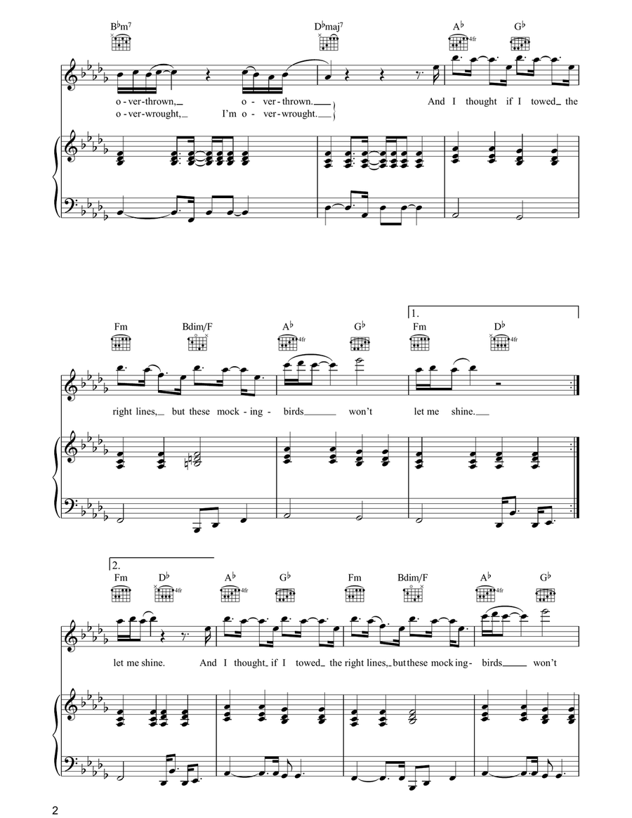 Mockingbirds Mockingbirds Piano, Vocal, Guitar scores gallery preview page 2