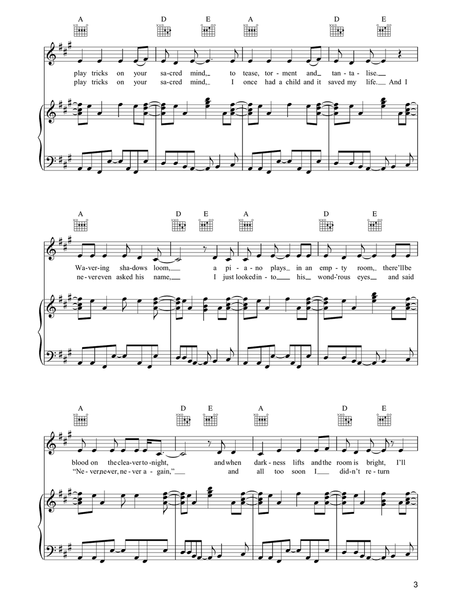 The Hand That Rocks The Cradle Piano, Vocal, Guitar scores gallery preview page 3