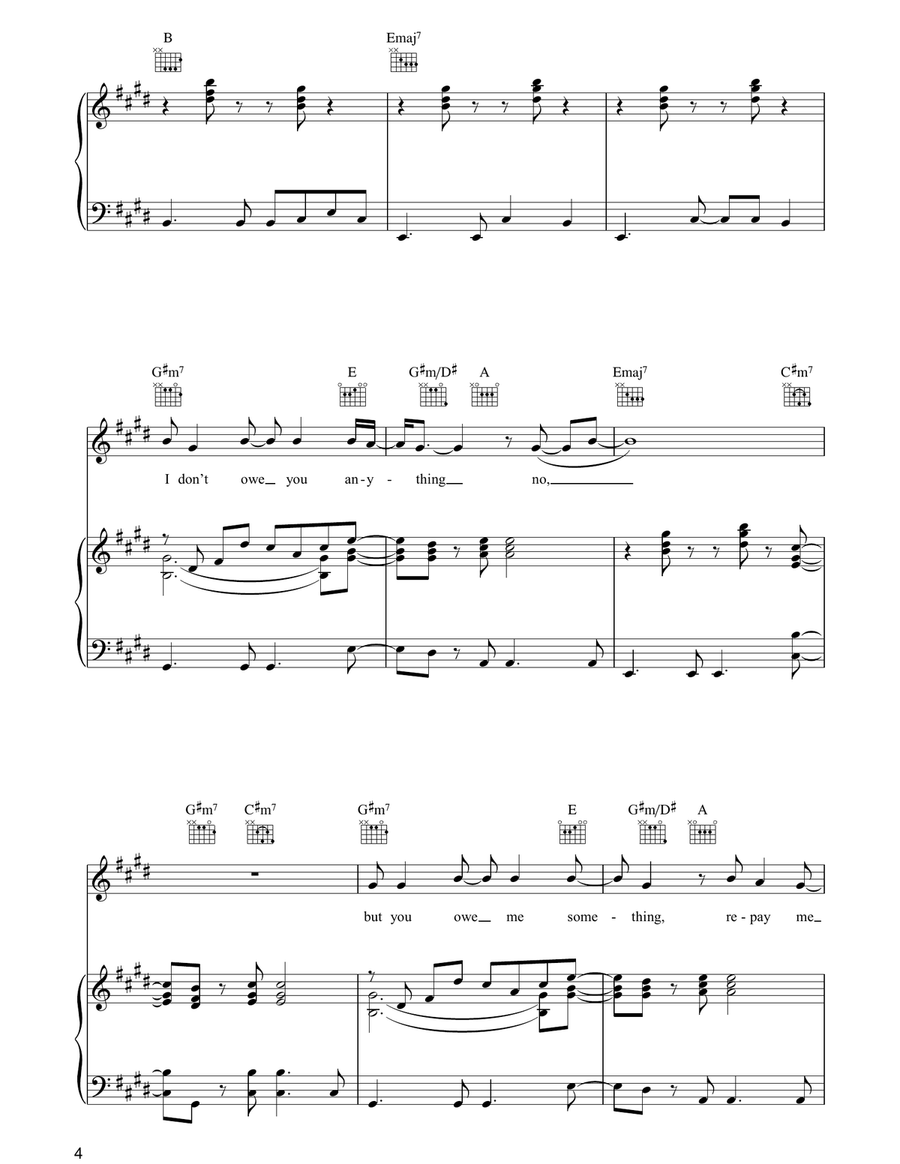 I Don't Owe You Anything I Don't Owe You Anything Piano, Vocal, Guitar scores gallery preview page 4