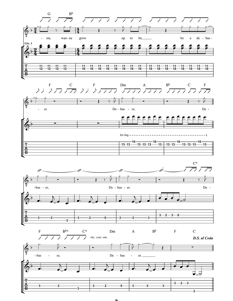 Debaser Debaser Guitar Tablature scores gallery preview page 3