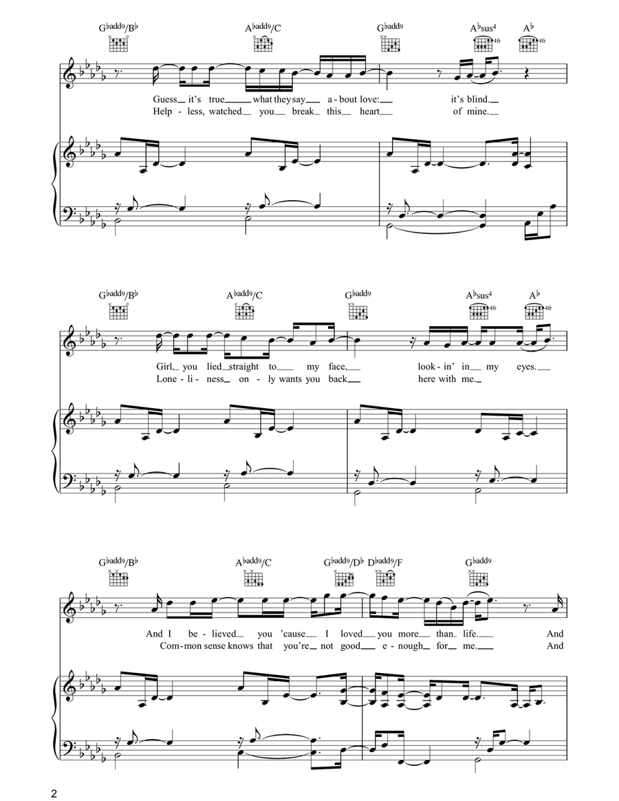 Never Again Never Again Piano, Vocal, Guitar scores gallery preview page 2