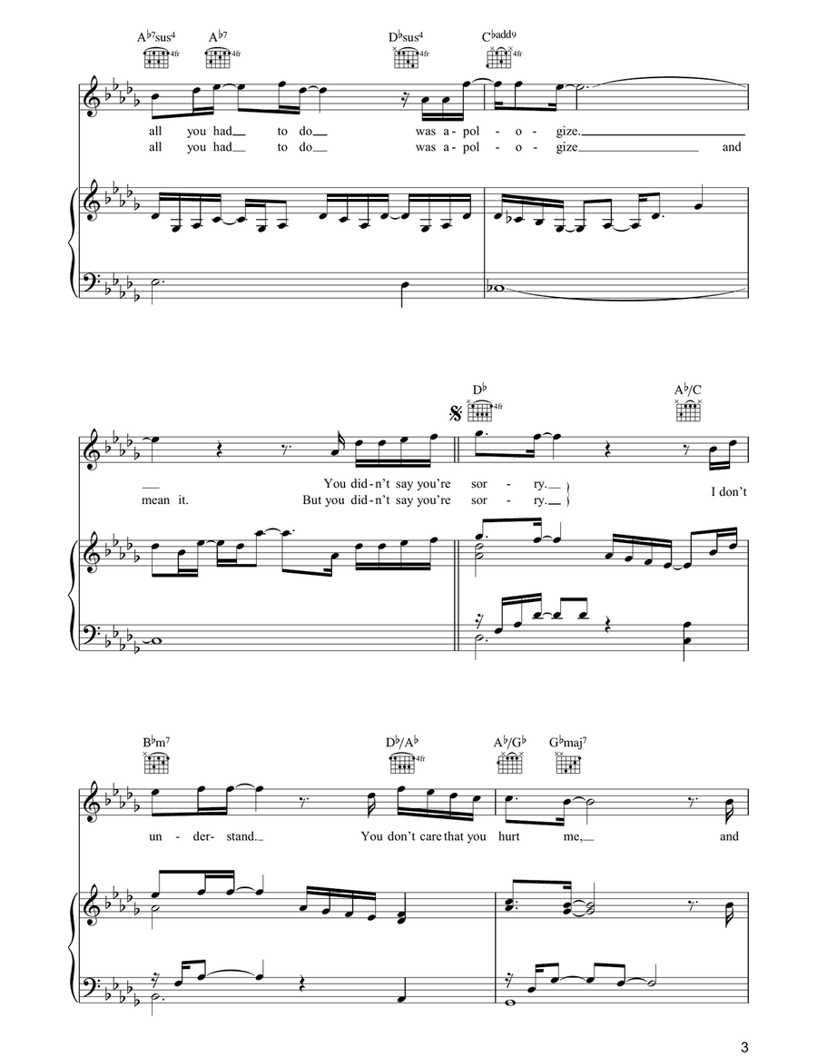 Never Again Never Again Piano, Vocal, Guitar scores gallery preview page 3