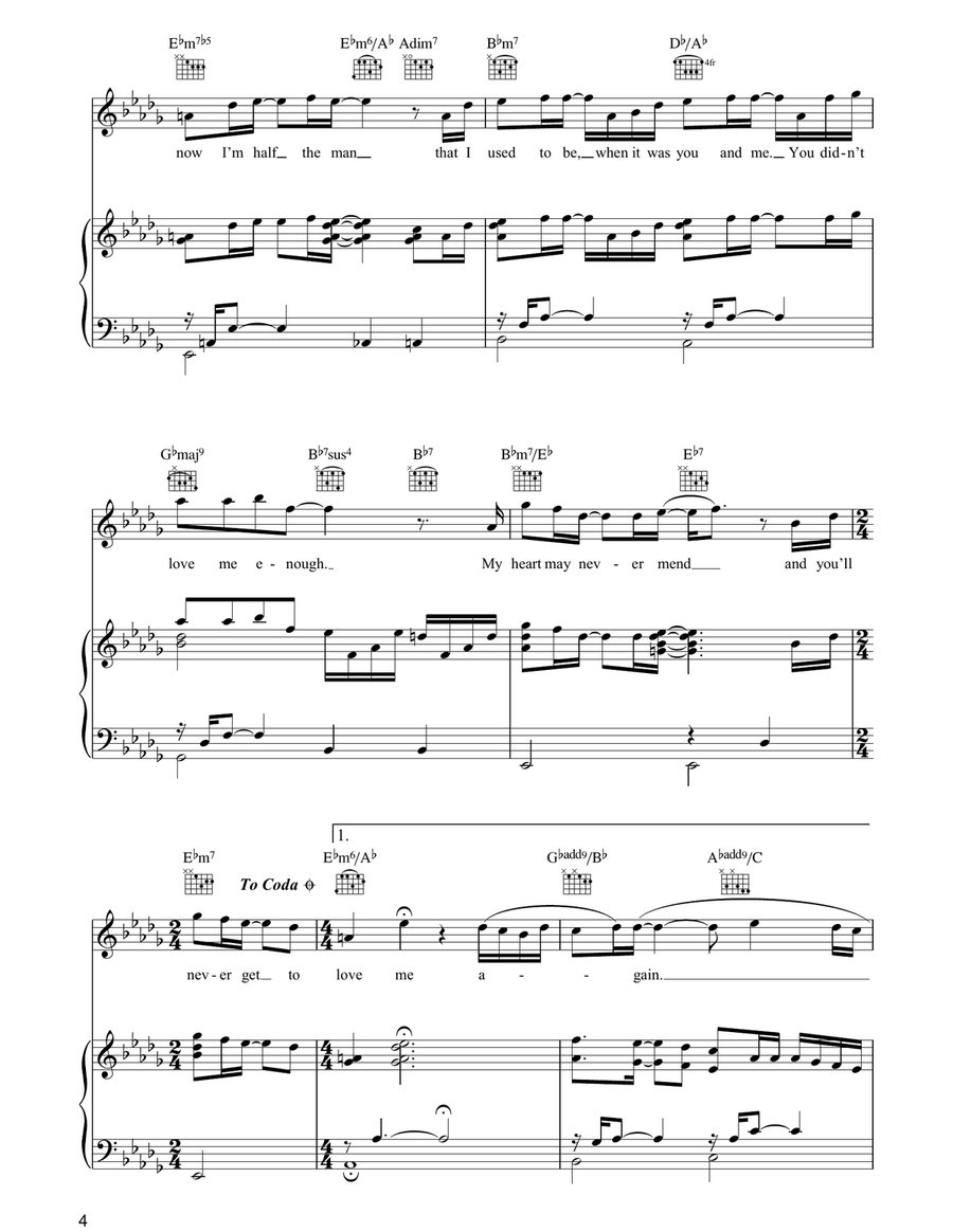 Never Again Never Again Piano, Vocal, Guitar scores gallery preview page 4