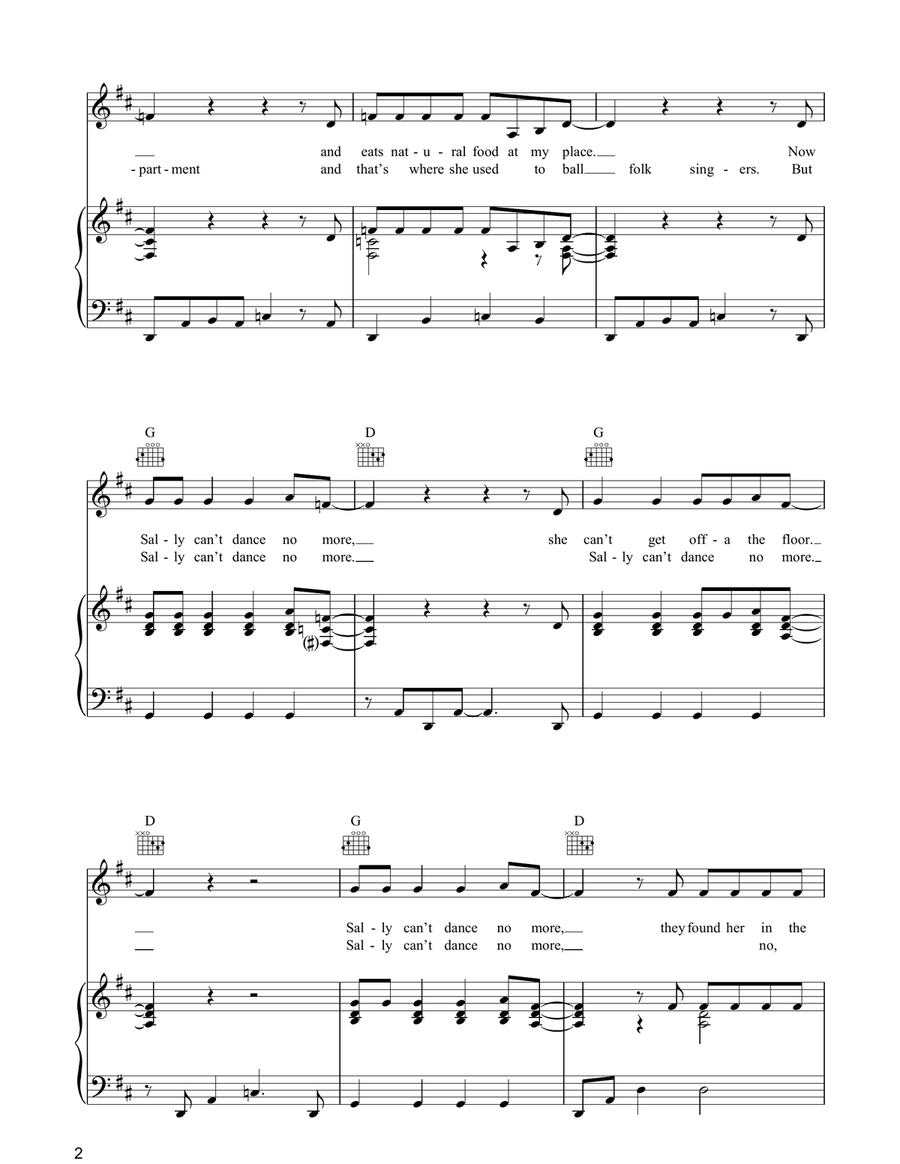 Sally Can't Dance Sally Can't Dance Piano, Vocal, Guitar scores gallery preview page 2