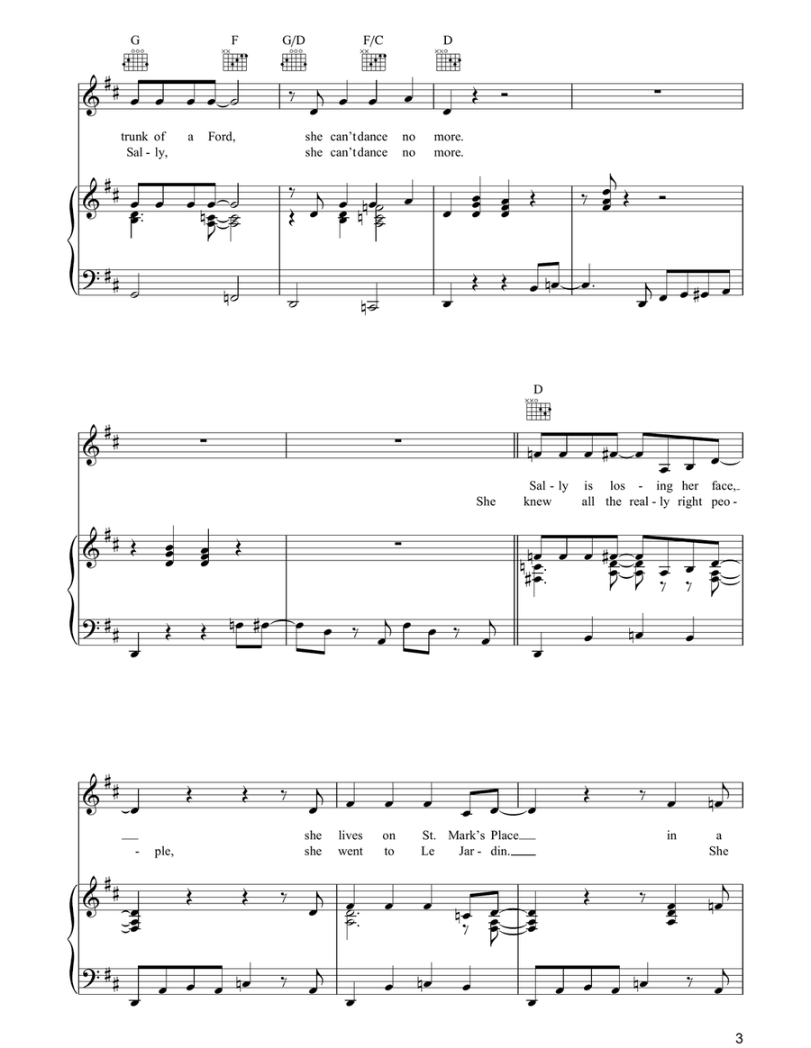 Sally Can't Dance Sally Can't Dance Piano, Vocal, Guitar scores gallery preview page 3