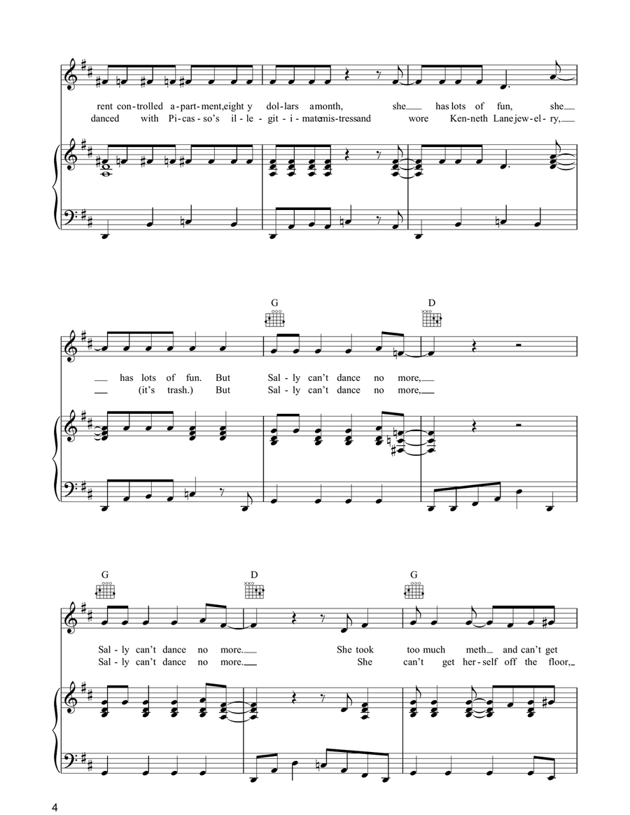 Sally Can't Dance Sally Can't Dance Piano, Vocal, Guitar scores gallery preview page 4