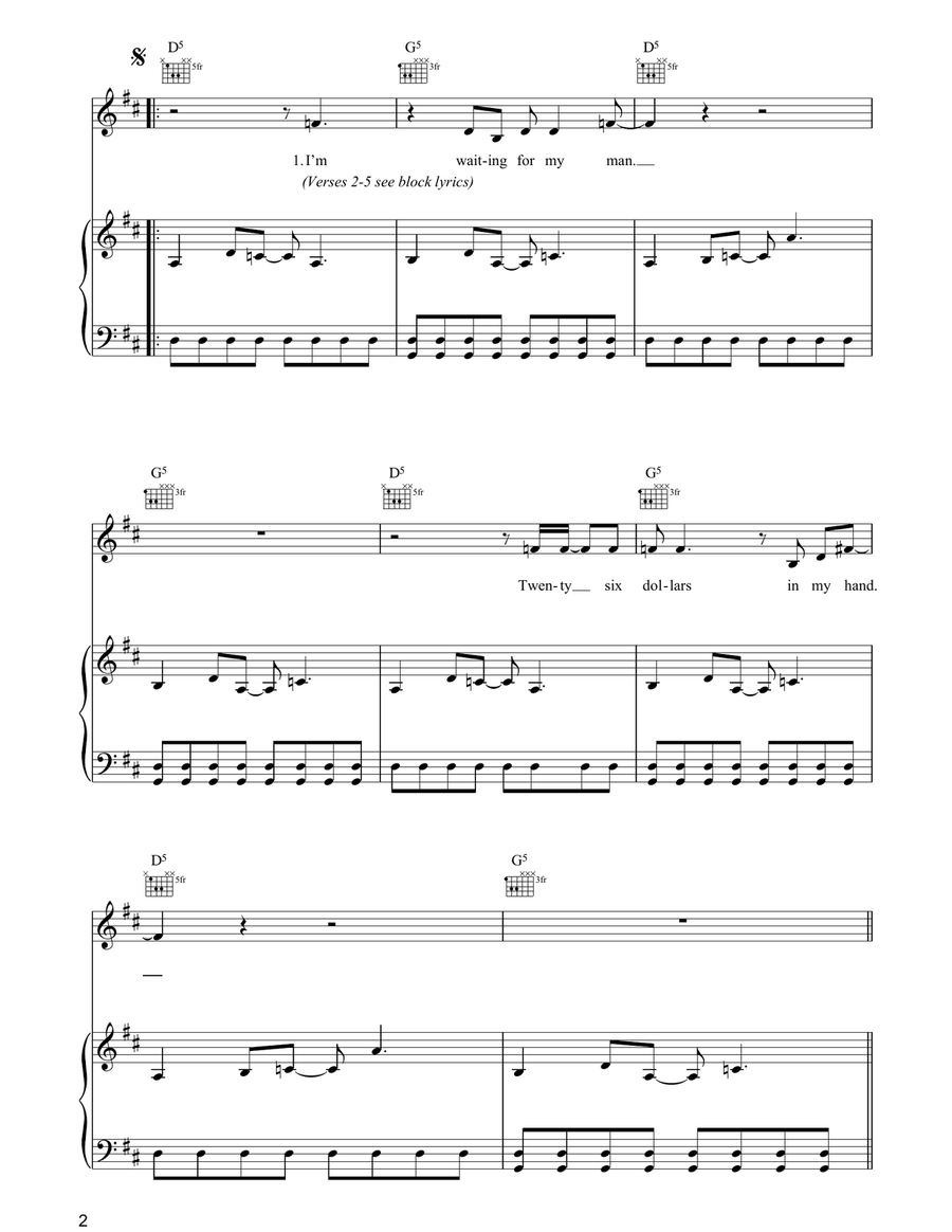 I'm Waiting For The Man Piano, Vocal, Guitar scores gallery preview page 2